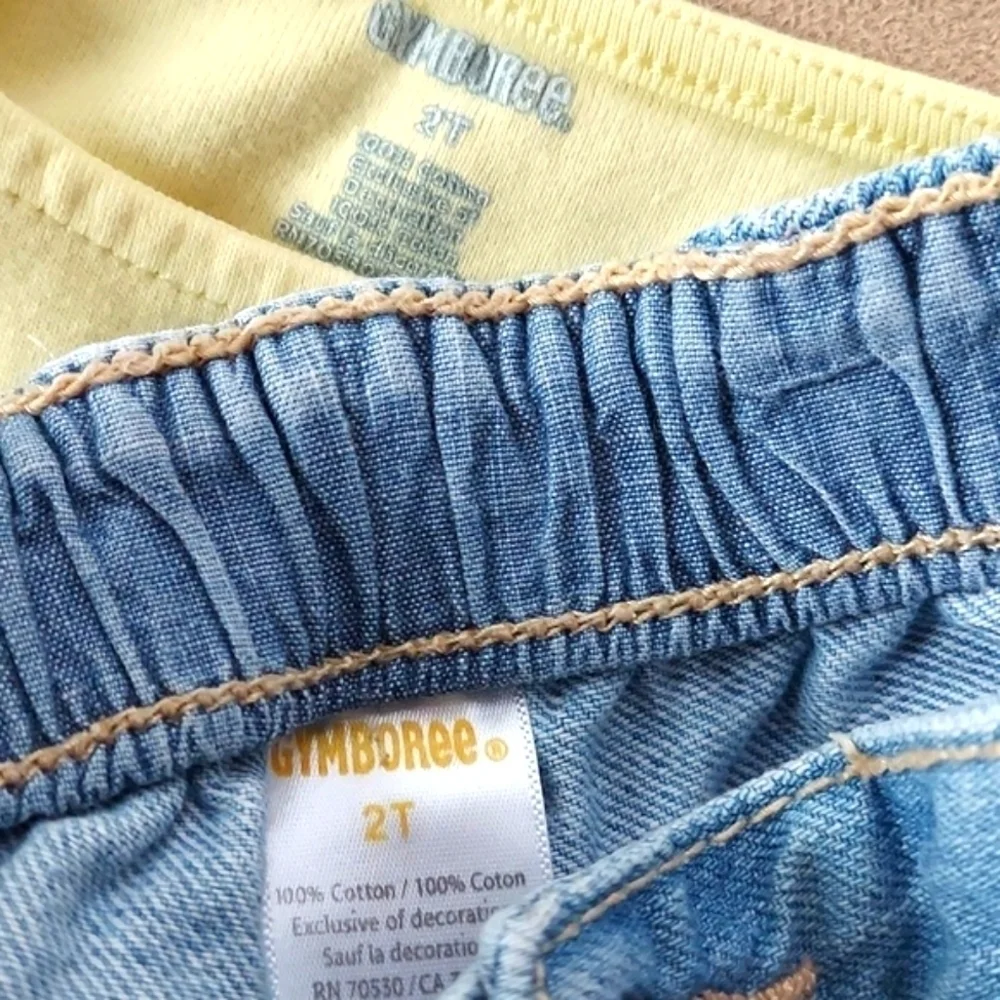 Gymboree Cape Cod Cutie Yellow Ladybug Tee and Denim Shorts set - size 2T